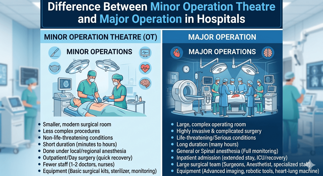 Difference Between Minor Operation Theatre and Major Operation in Hospitals