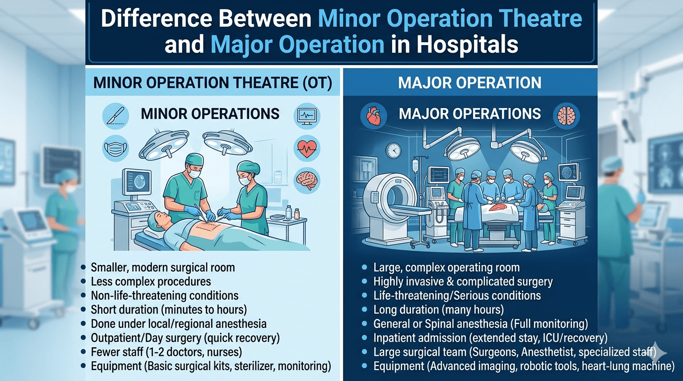 Difference Between Minor Operation Theatre and Major Operation in Hospitals