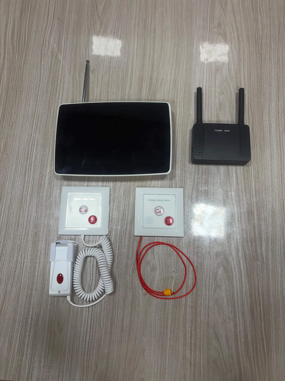 Gaddiel wireless nurse call system kit: display, repeater, bedside unit with handset and toilet pull-cord unit